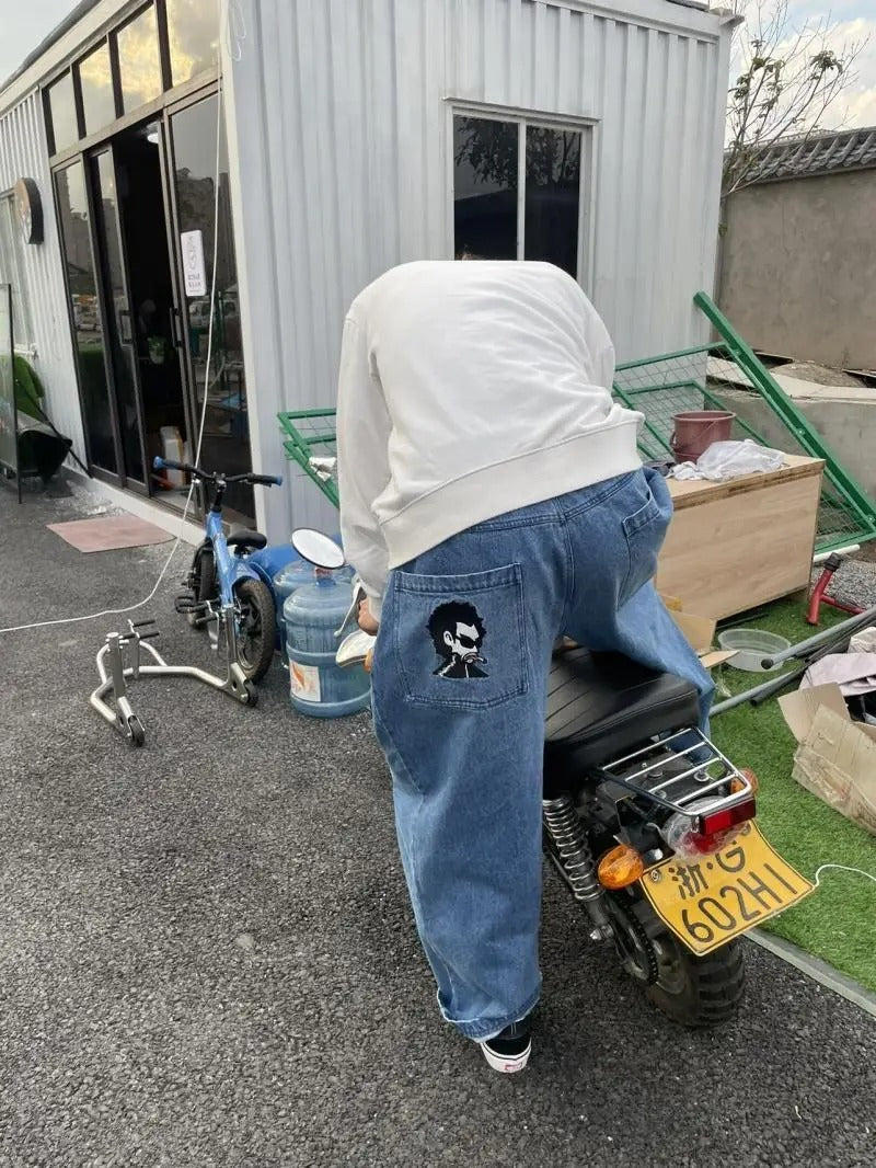 Trevor – Retro Wide Leg Jeans with Embroidery