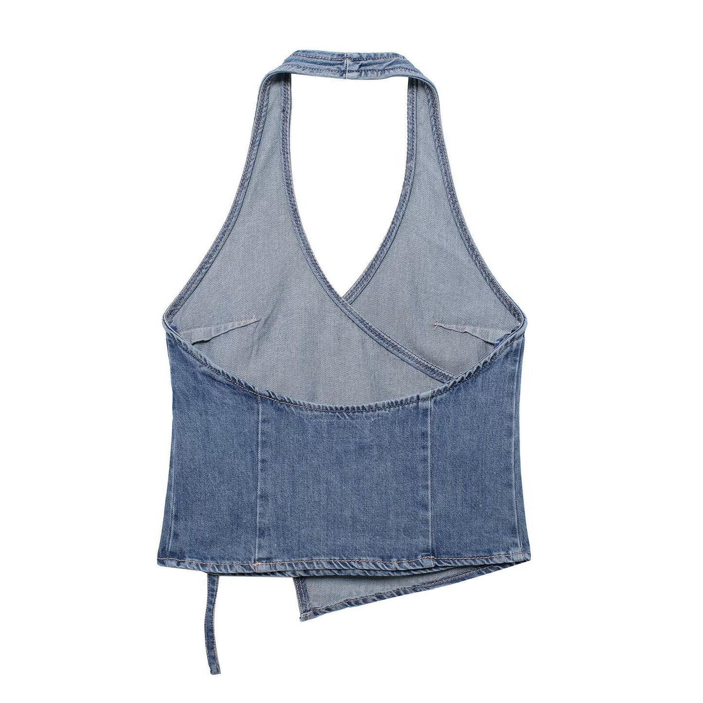 Alice – Summer Denim Hanging Collar Top