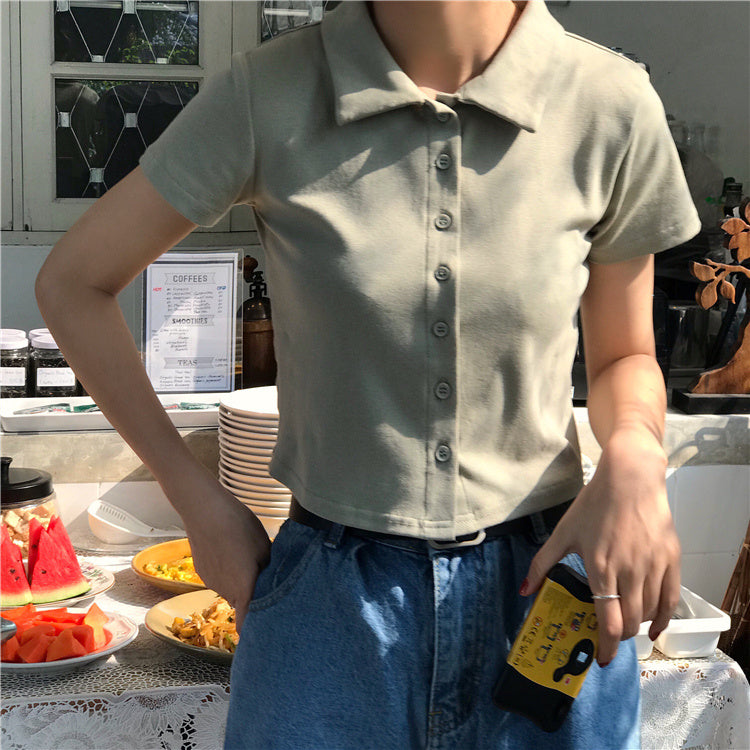 Nicole – Versatile Polo Collar Short Sleeve Shirt