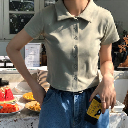 Nicole – Versatile Polo Collar Short Sleeve Shirt