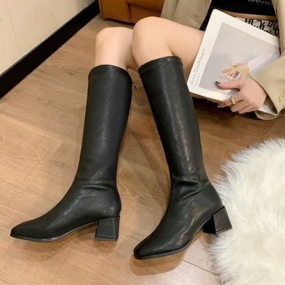 Christina – Sleek High Heel Vegan Knight Boots