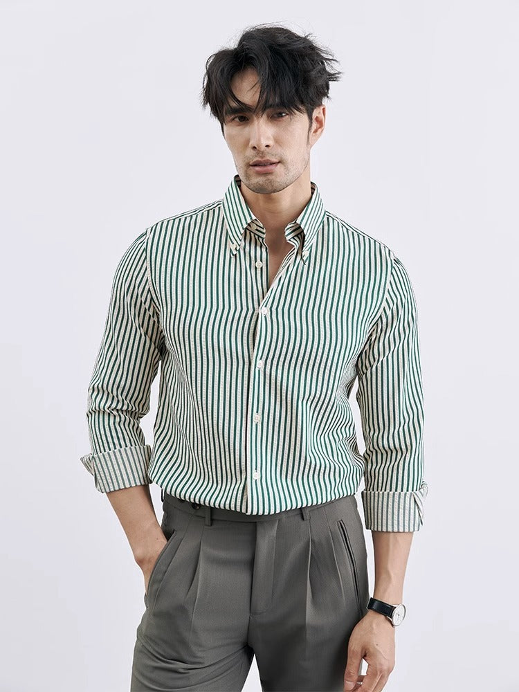 Thomas – Men's Trendy Vegan Leather Striped Cardigan