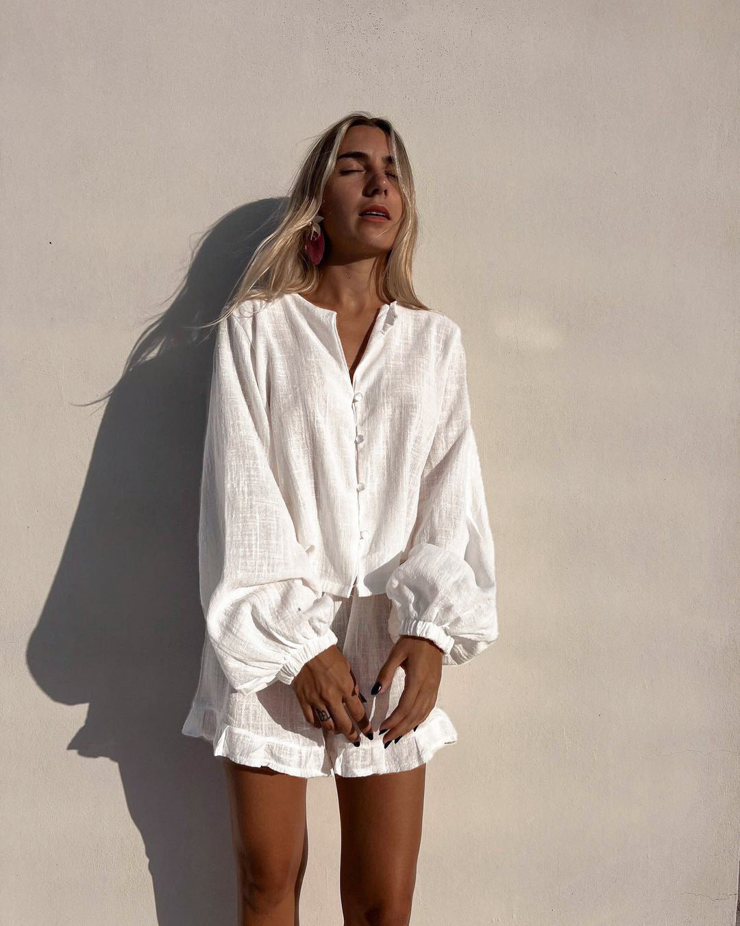 Abigail – Cotton Two-piece Set with Lantern Sleeves