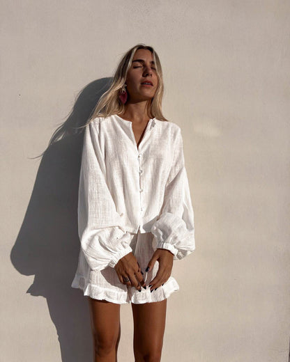 Abigail – Cotton Two-piece Set with Lantern Sleeves