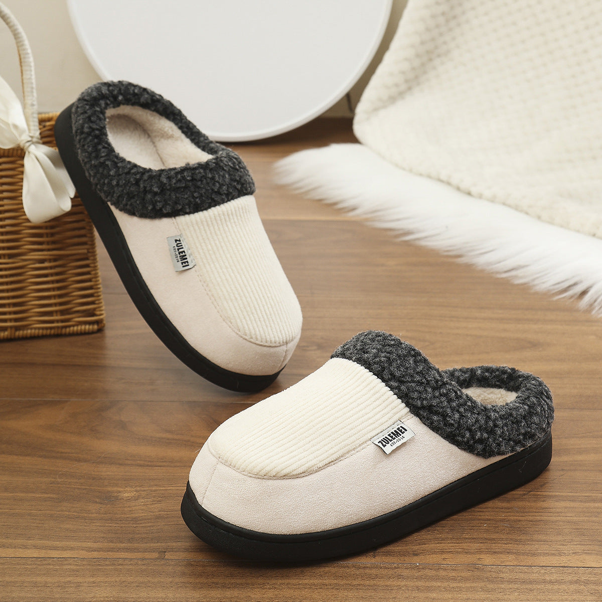 Imogen – Cozy Cotton Striped Indoor Slippers