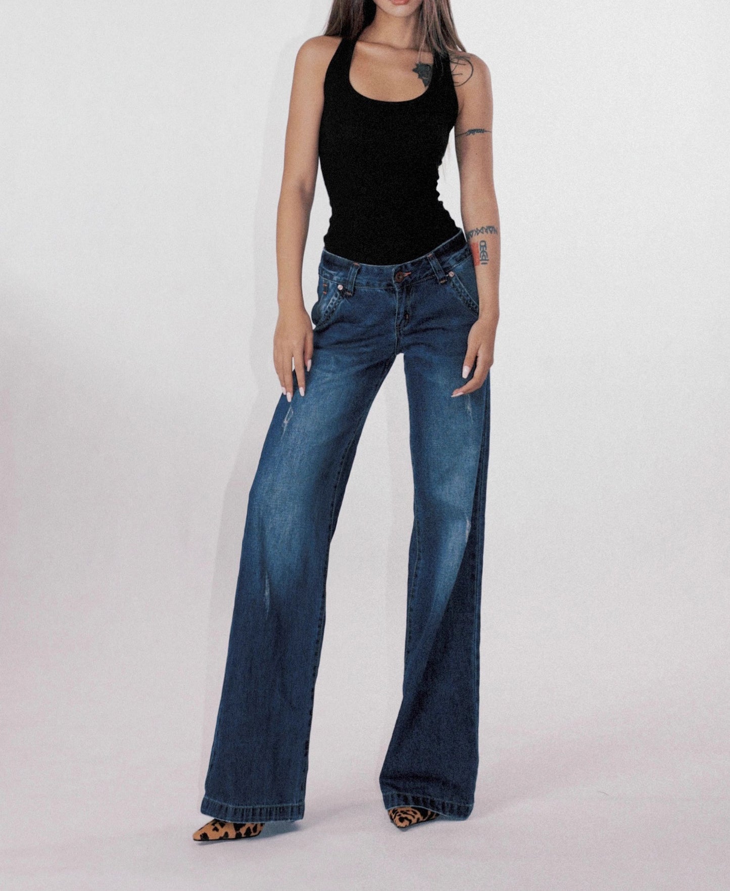 Joshua – Retro Low Waist Washed Straight Jeans