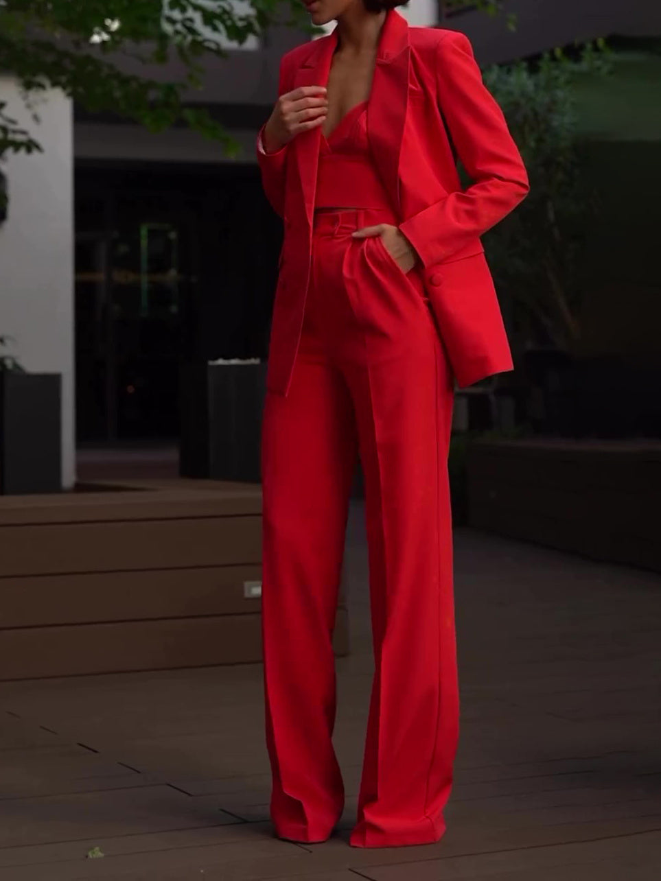 Tara – Elegant Three-piece Suit with Camisole and High-waisted Pants