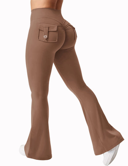 Shirley – Quick-Drying Peach Hip Bell-Bottom Pants