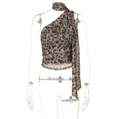 Janet – Leopard Print Crossbody Ribbon Vest