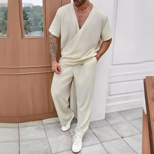 Lewis – Casual Men's Short-Sleeved Suit in Solid Color