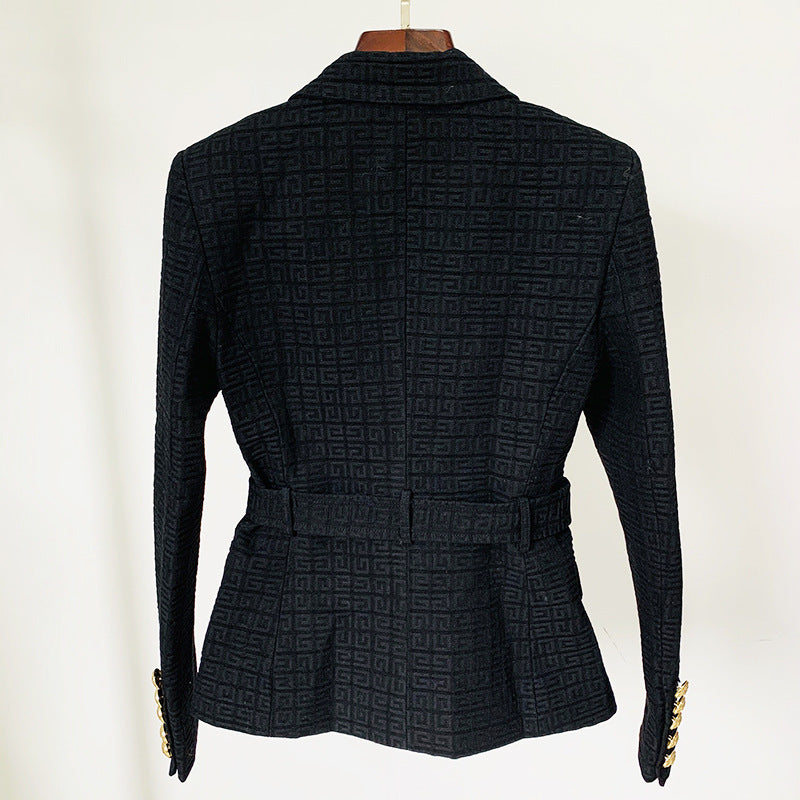 Karen – Women's Double Breasted Slim Fit Blazer with Labyrinth Graphic