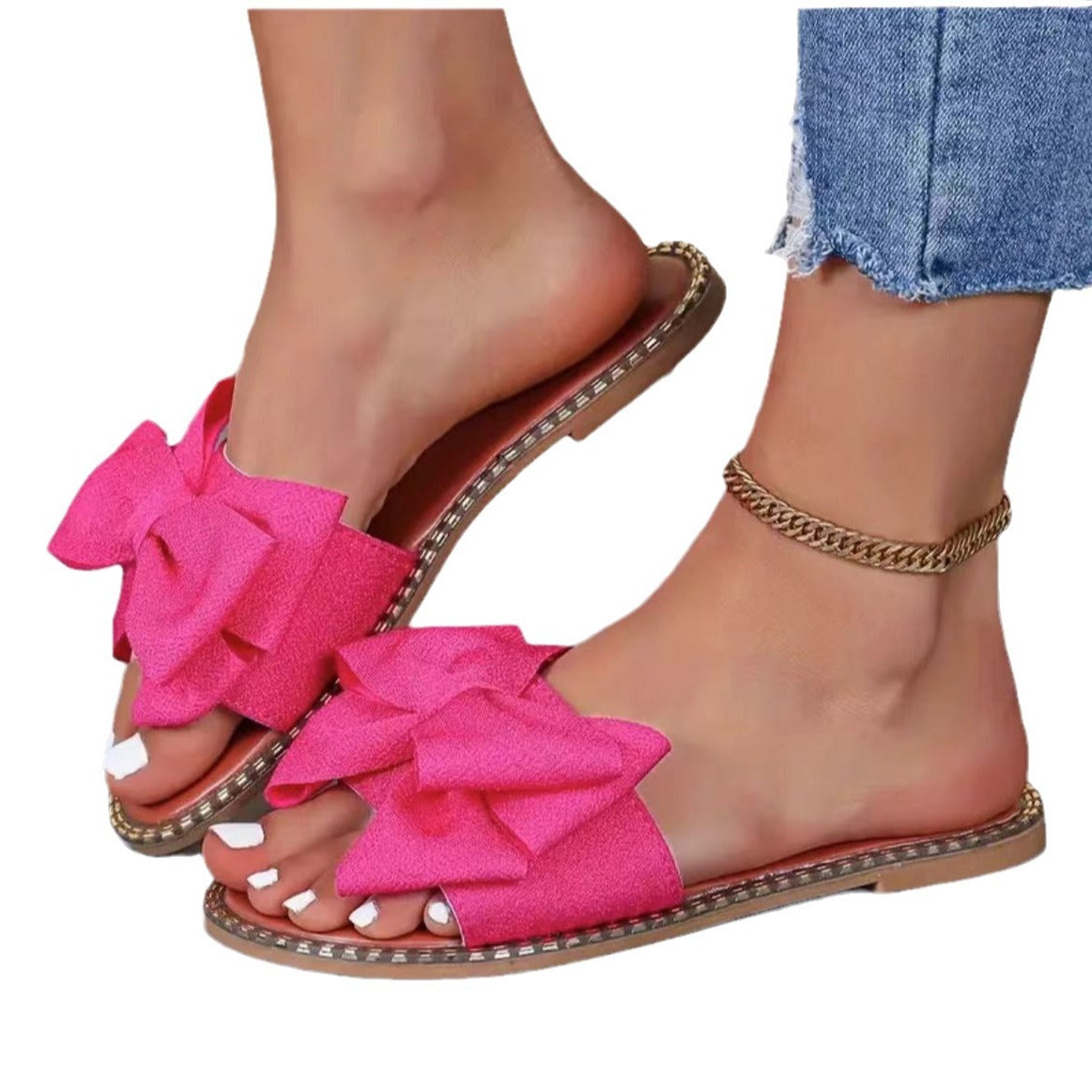 Gillian – Rhinestone Bowknot Flat Slippers for Women