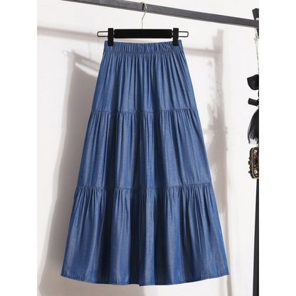 Abigail – Mid-Length Tencel Skirt with Elastic Waist