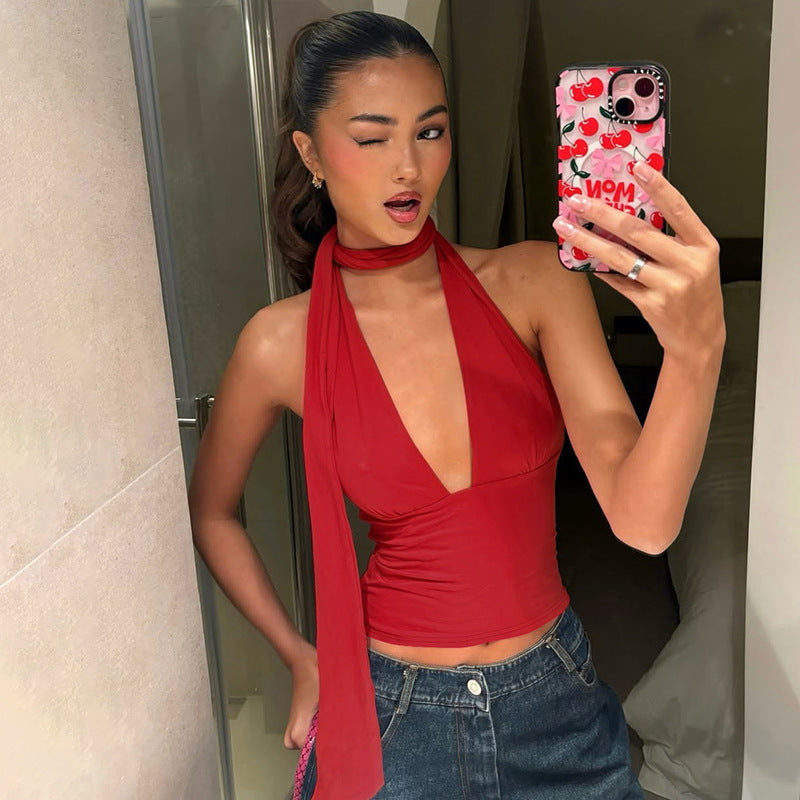 Harriet – Women's Lace-up Low-cut Back Cutout Top