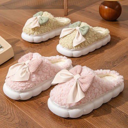 Anne – Cozy Plush Slippers with Bow