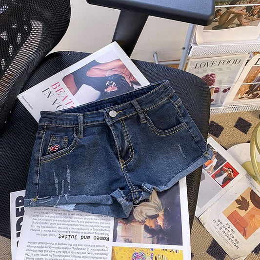Georgina – Low Waist Denim Super Short Shorts