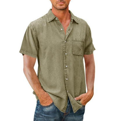 Jude – Men's Solid Color Polo Collar Shirt with Pocket