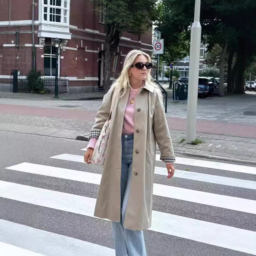 Betty – Khaki Single-Breasted Trench Coat