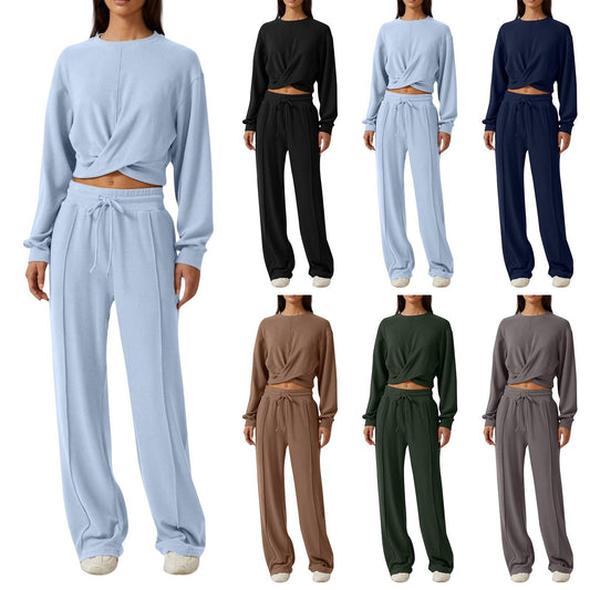 Melanie – Casual Wide-Leg Sweatpants with Front Fold Sweatshirt