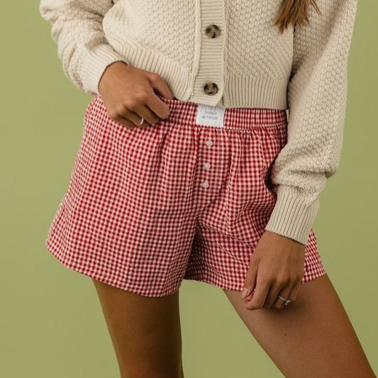 Georgina – Casual Cotton Plaid Shorts