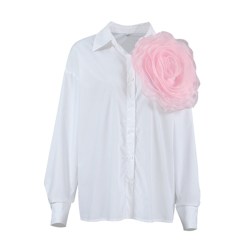 Clara – Mesh Bow Tie Shirt with Polo Collar