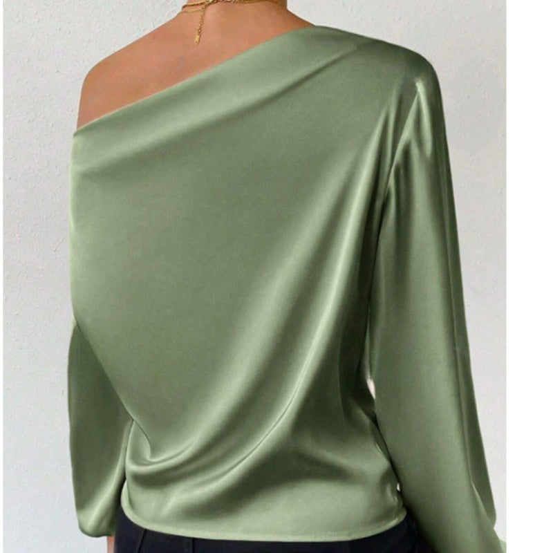 Katy – Women's Asymmetric Long-sleeved Pullover Top