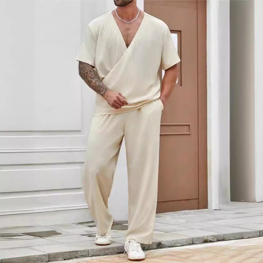 Lewis – Casual Men's Short-Sleeved Suit in Solid Color