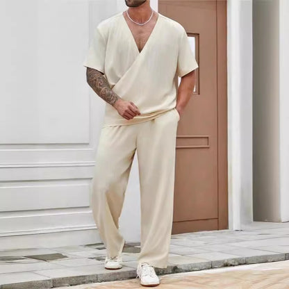 Lewis – Casual Men's Short-Sleeved Suit in Solid Color