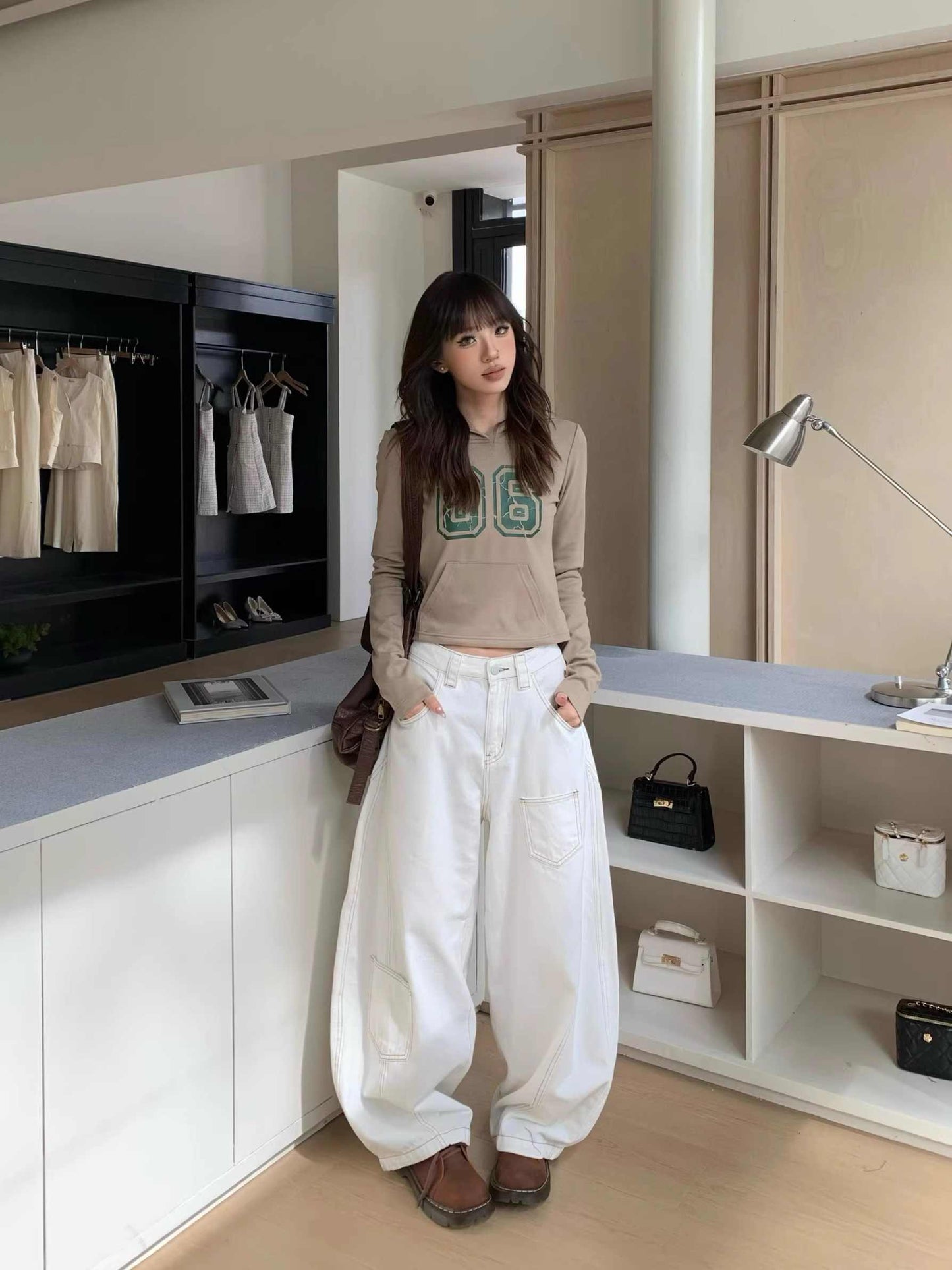 Rachel – Retro Wide-leg Jeans in White