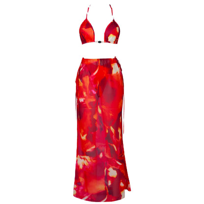 Lucy – Strappy Bikini & Skirt Set with Animal Prints