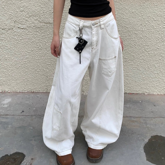 Rachel – Retro Wide-leg Jeans in White