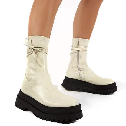 Amanda – Vegan Leather Platform Ankle Boots