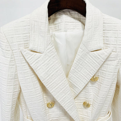 Karen – Women's Double Breasted Slim Fit Blazer with Labyrinth Graphic