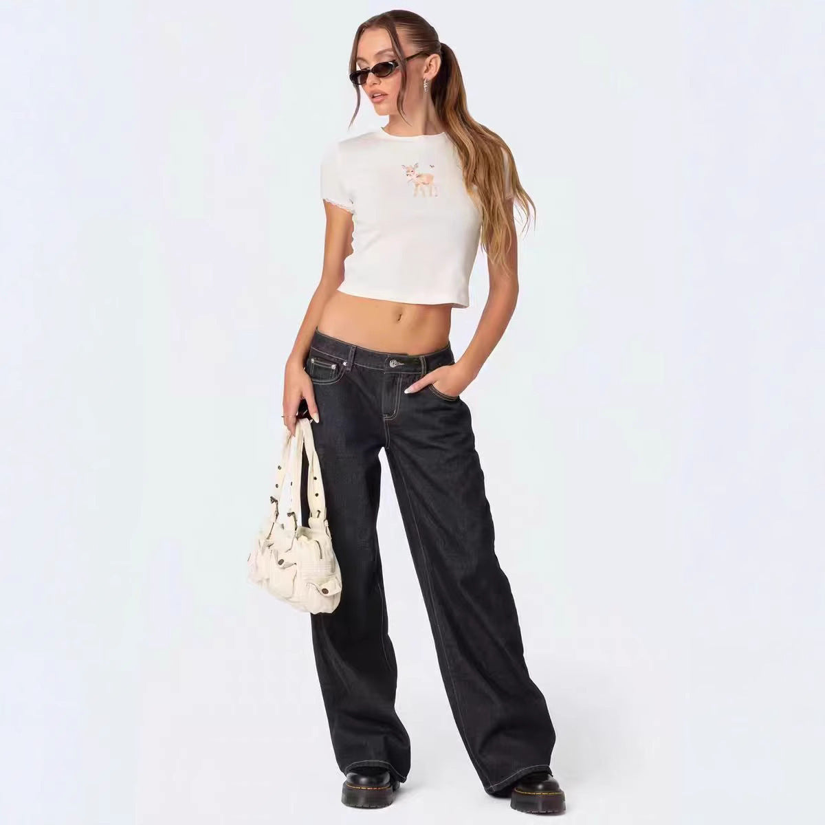 Lydia – Fashionable Low Waist Wide Leg Jeans