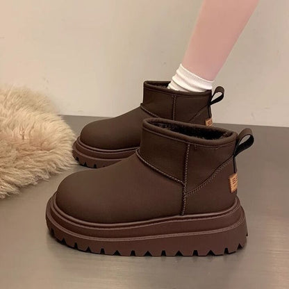 Emma – Fleece-Lined Vegan Leather Snow Boots