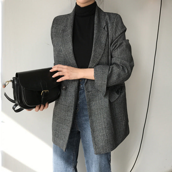 Brenda – Vintage Plaid Blazer