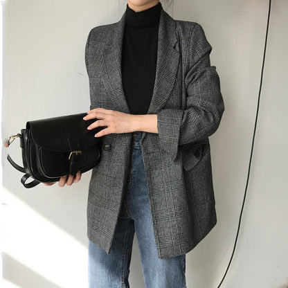 Brenda – Vintage Plaid Blazer