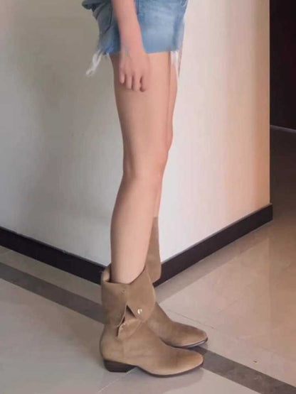 Brenda – Mid-Calf Western Vegan Leather Boots