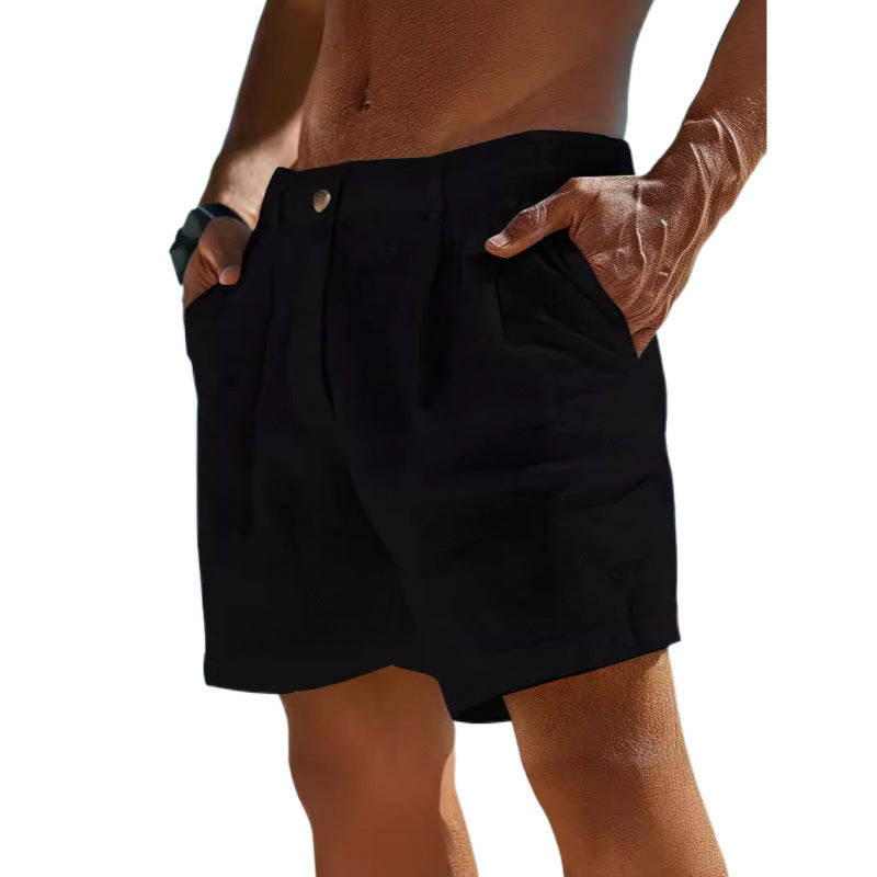 Samuel – Men's Linen Shorts with Button Pocket