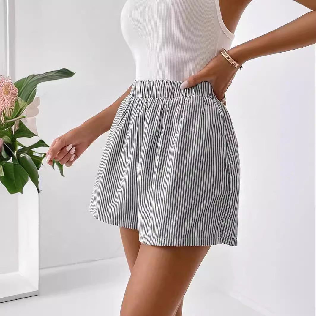 Charlotte – Women's Striped Loose Shorts with Pocket