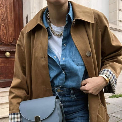 Betty – Khaki Single-Breasted Trench Coat