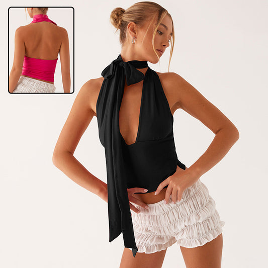 Harriet – Women's Lace-up Low-cut Back Cutout Top