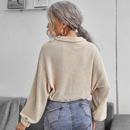 Felix – Drawstring Lapel Knitted Pullover Shirt