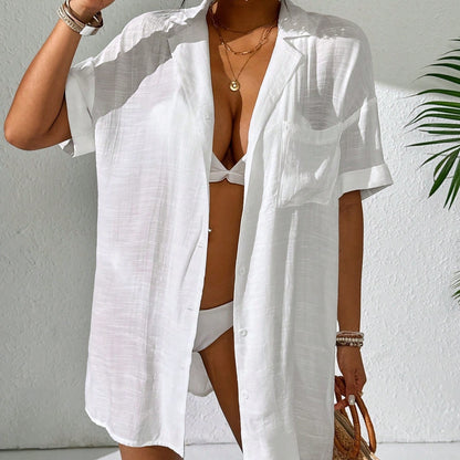 Chelsea – Simple Solid Color Short Sleeve Kimono Cover Up