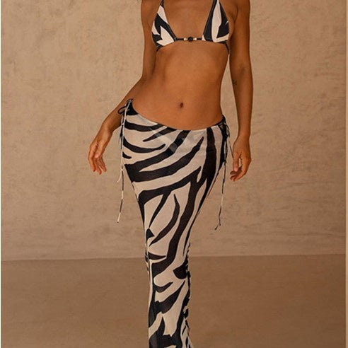 Lucy – Strappy Bikini & Skirt Set with Animal Prints