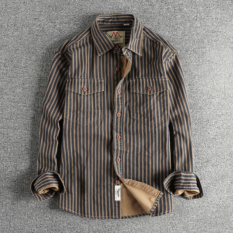 Gordon – Men's Retro Striped Long-Sleeved Shirt