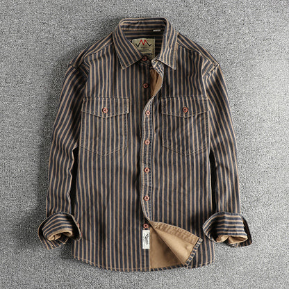 Gordon – Men's Retro Striped Long-Sleeved Shirt