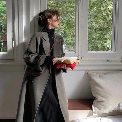 Mandy – Elegant Scarf Collar Woolen Coat