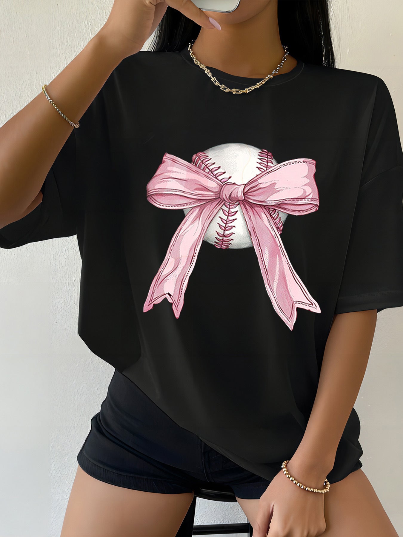 Claire – Casual Print Drop Shoulder Short Sleeve
