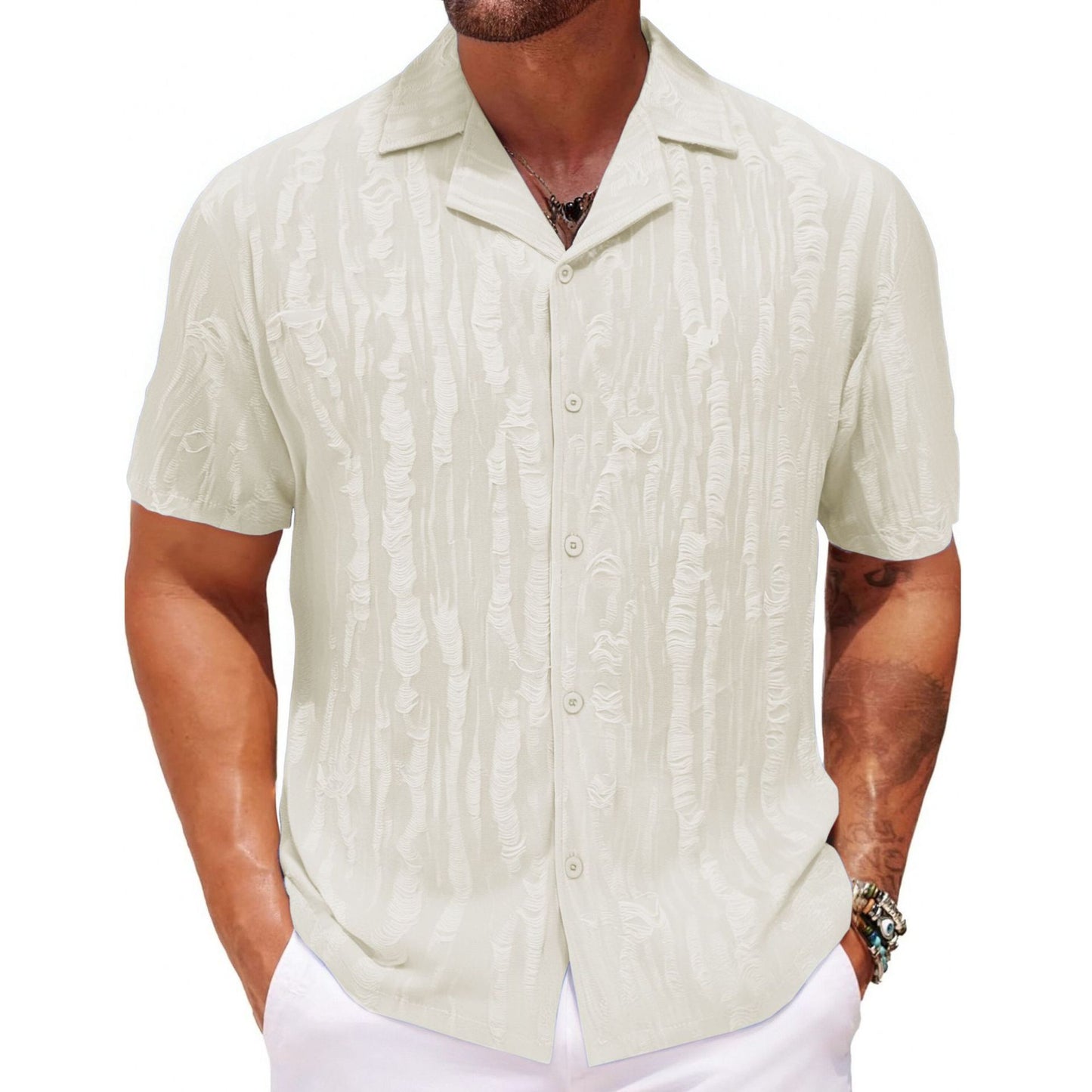 Trevor – Men's Loose Summer Shirt with Cuban Collar